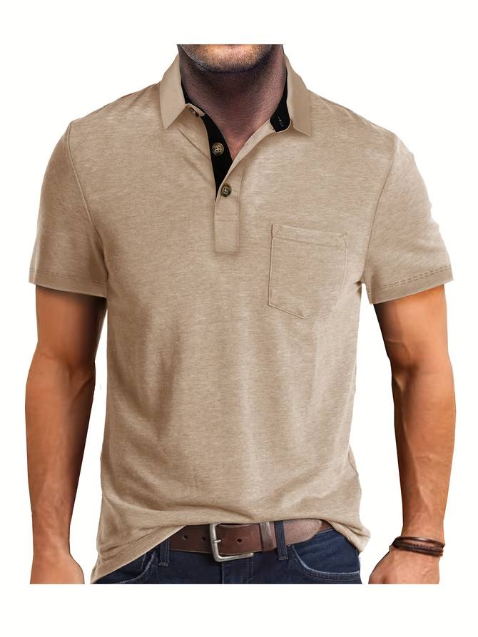 Polo homme manches courtes coton mélangé coupe ajustée