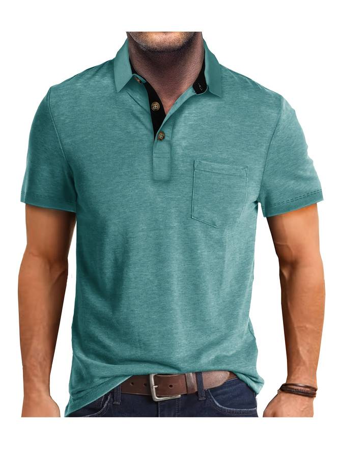 Polo homme manches courtes coton mélangé coupe ajustée