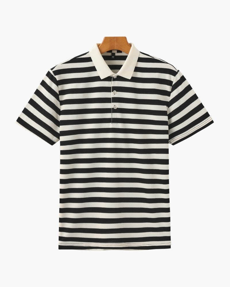 Polo rayé en coton pour homme coupe décontractée