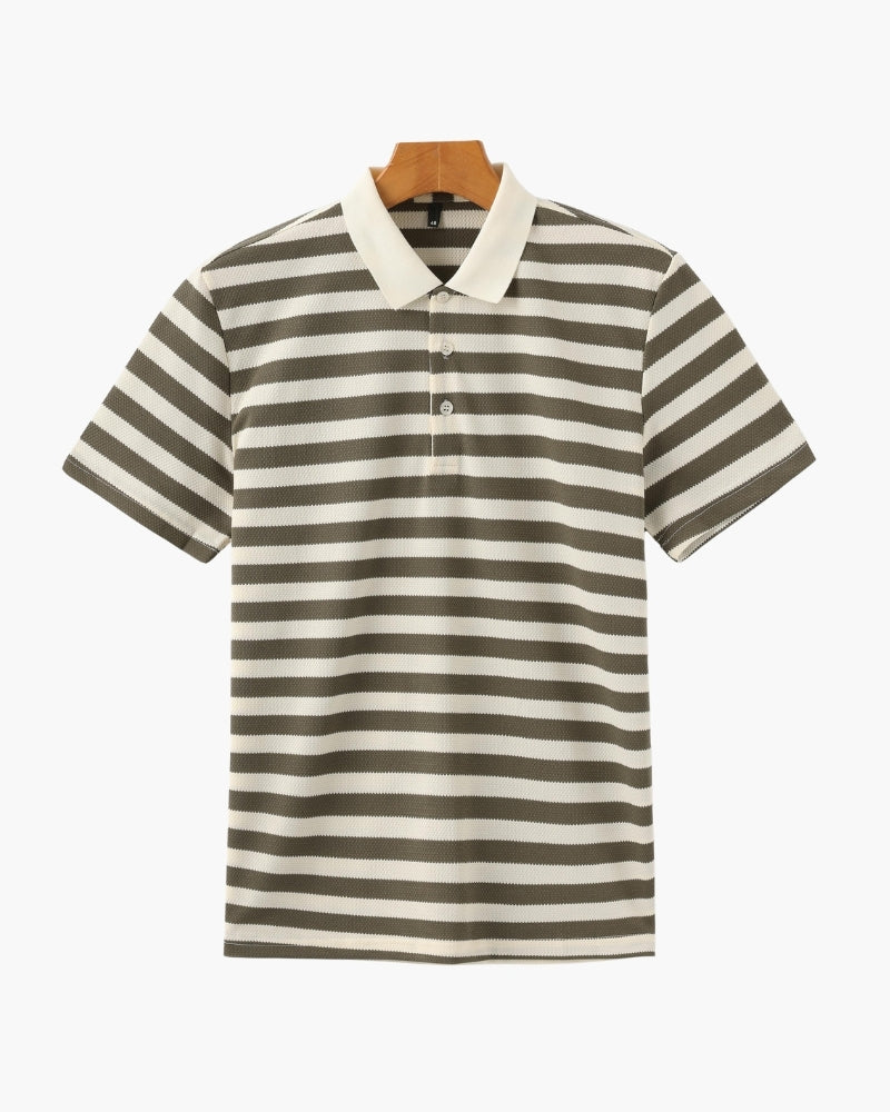Polo rayé en coton pour homme coupe décontractée