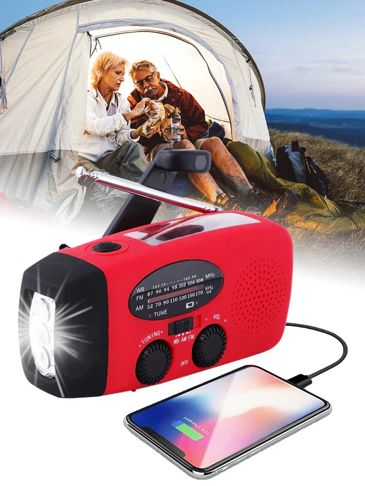 Portable Emergency Radio with Charging and Weather Alerts