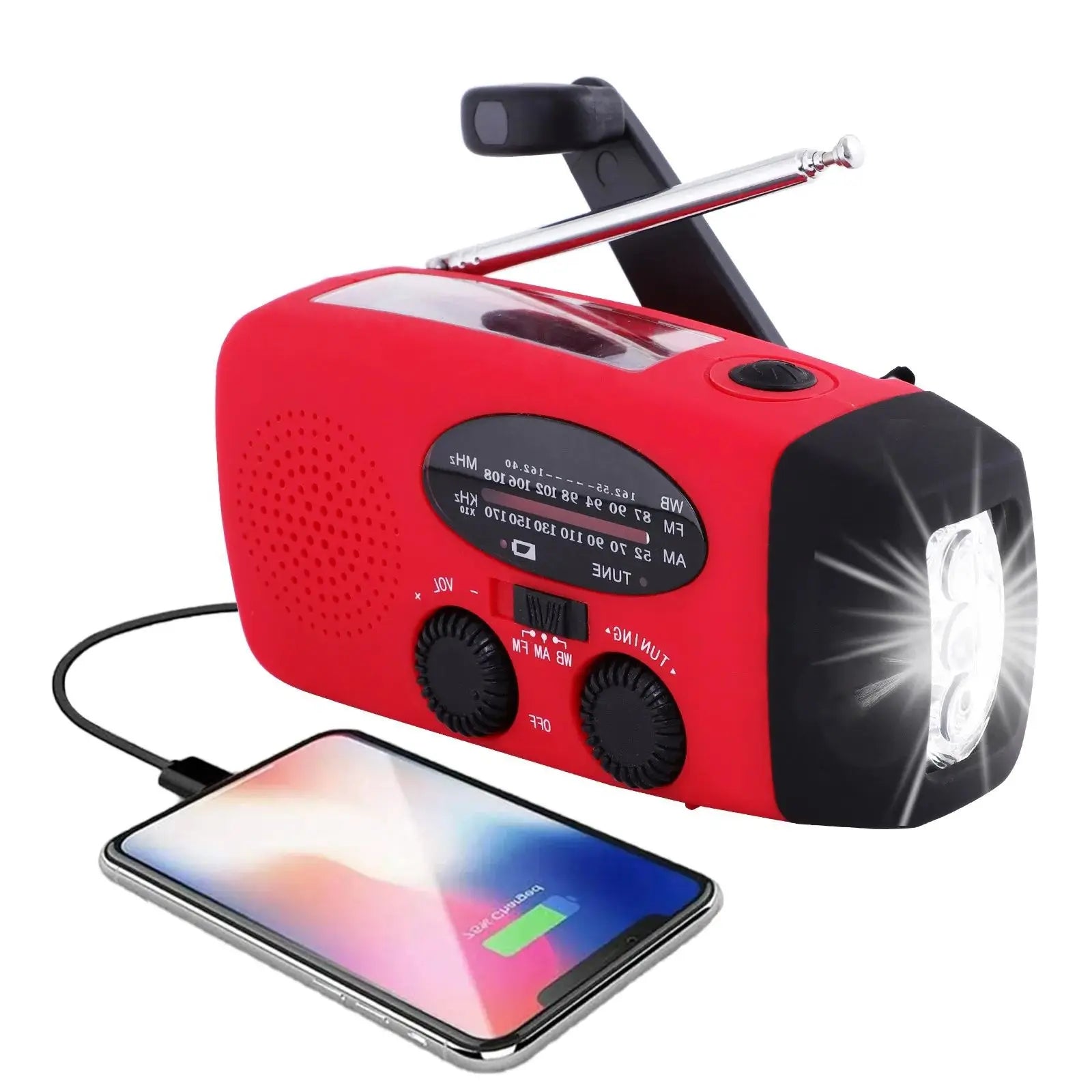 Portable Emergency Radio with Charging and Weather Alerts