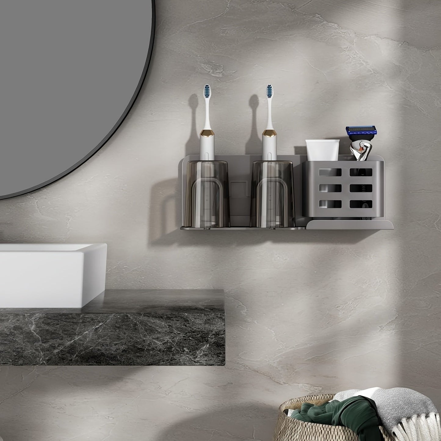 Porte-brosse à dents électrique mural en aluminium avec trous de drainage