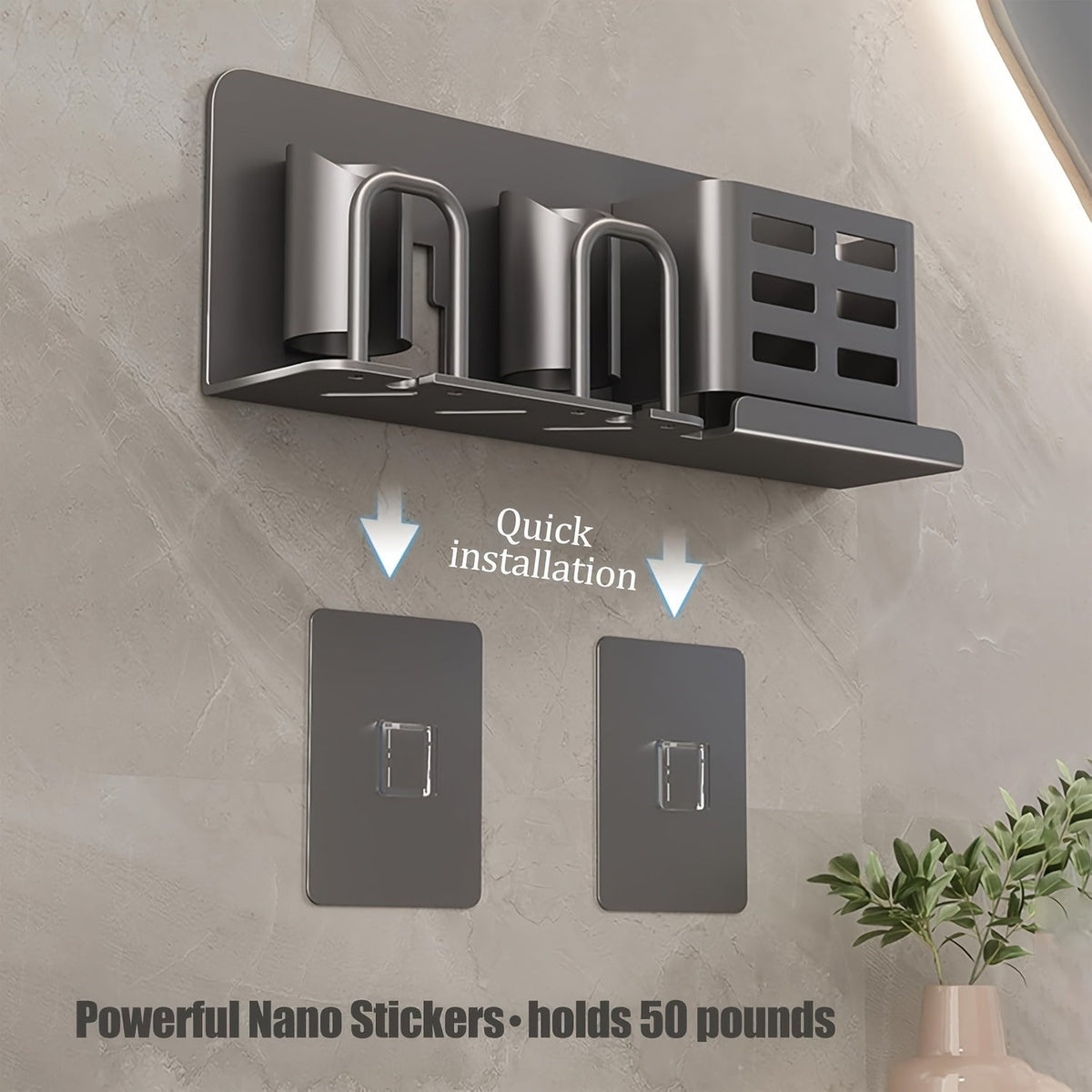 Porte-brosse à dents électrique mural en aluminium avec trous de drainage