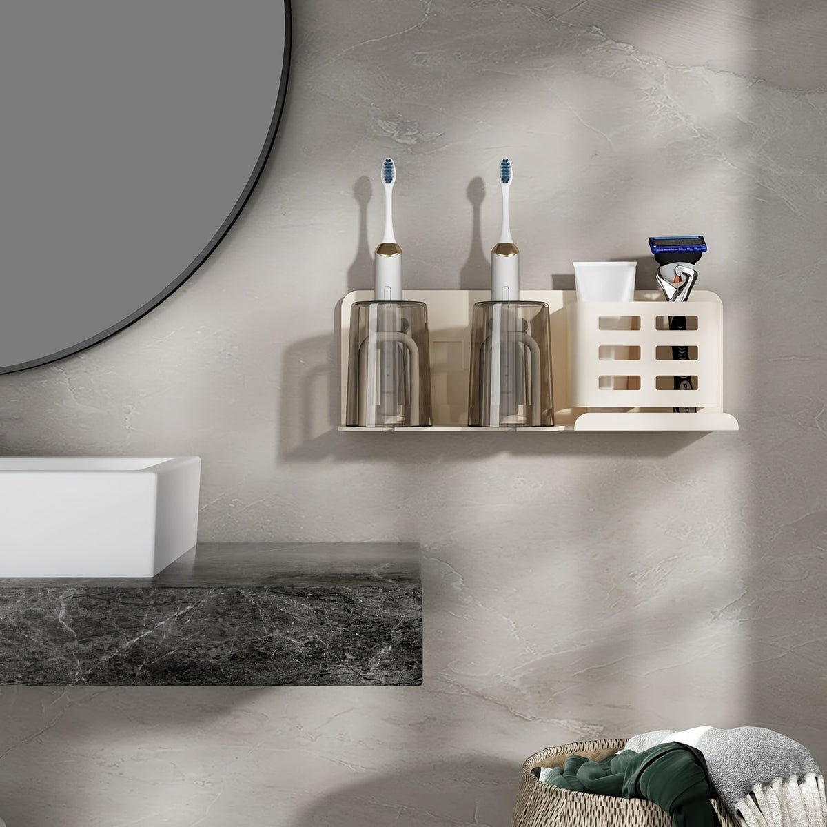 Porte-brosse à dents électrique mural en aluminium avec trous de drainage