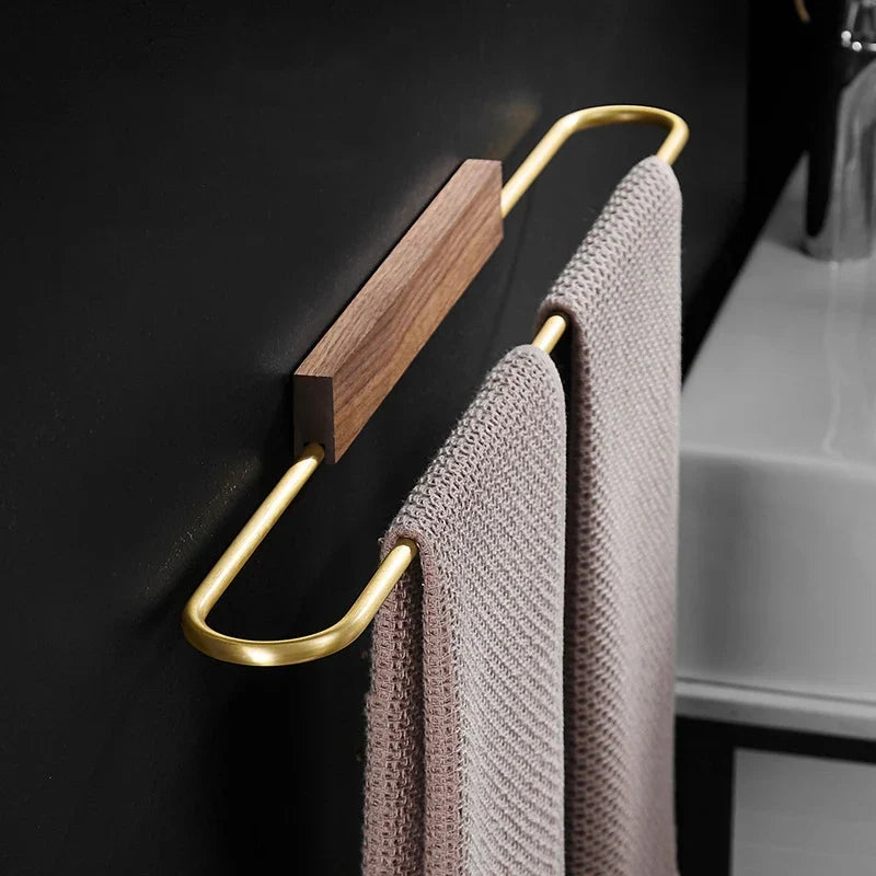 Porte-serviettes de salle de bain moderne en noyer