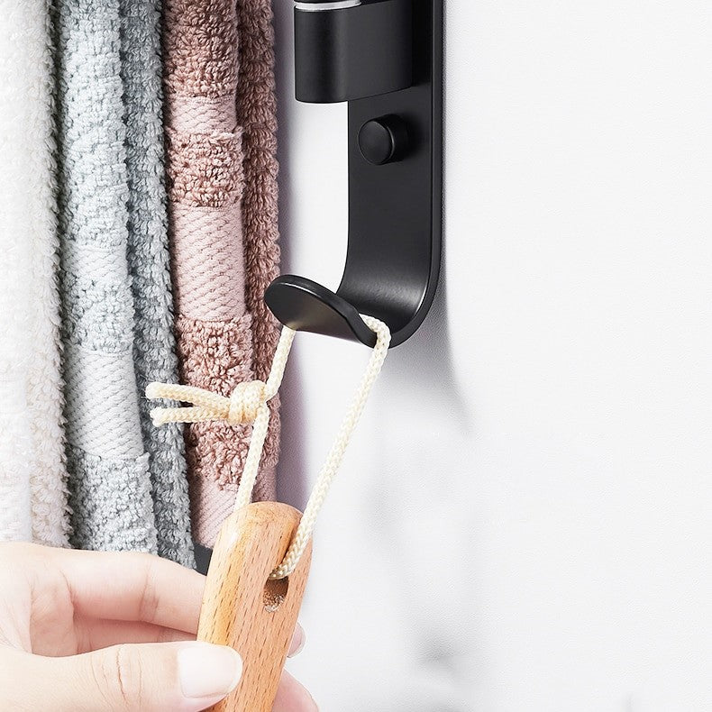 Porte-serviettes réglable à 5 bras – Porte-serviettes en métal noir pour la salle de bain
