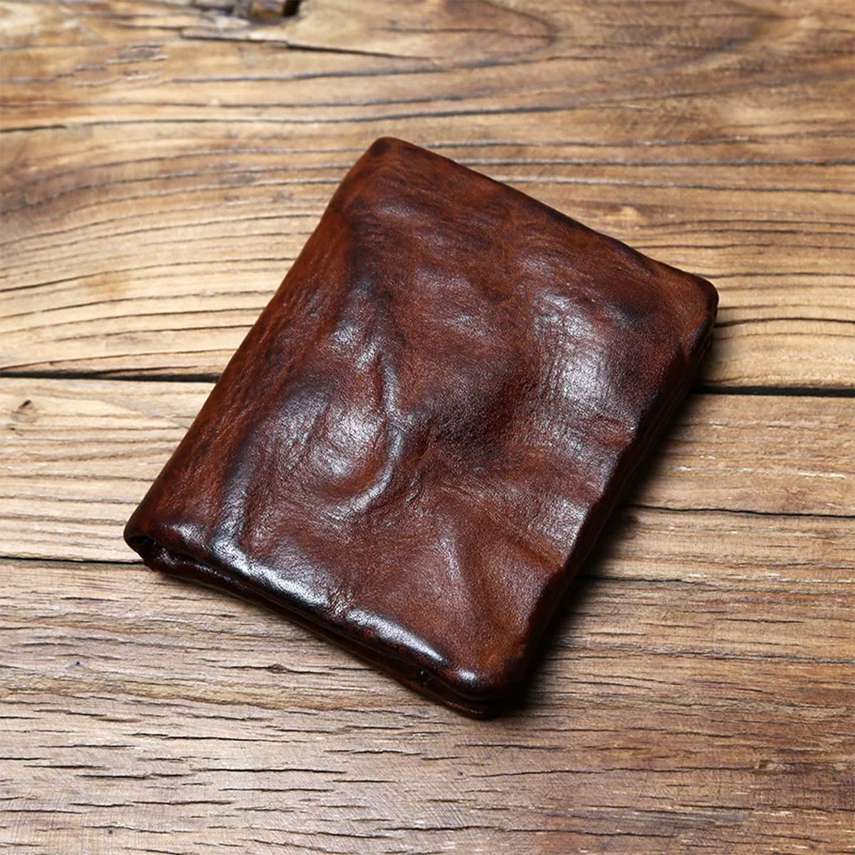 Portefeuille en cuir pleine fleur patiné