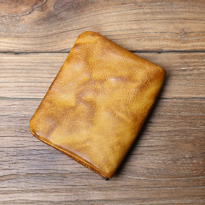 Portefeuille en cuir pleine fleur patiné