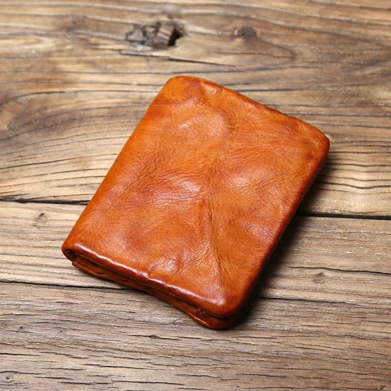 Portefeuille en cuir pleine fleur patiné