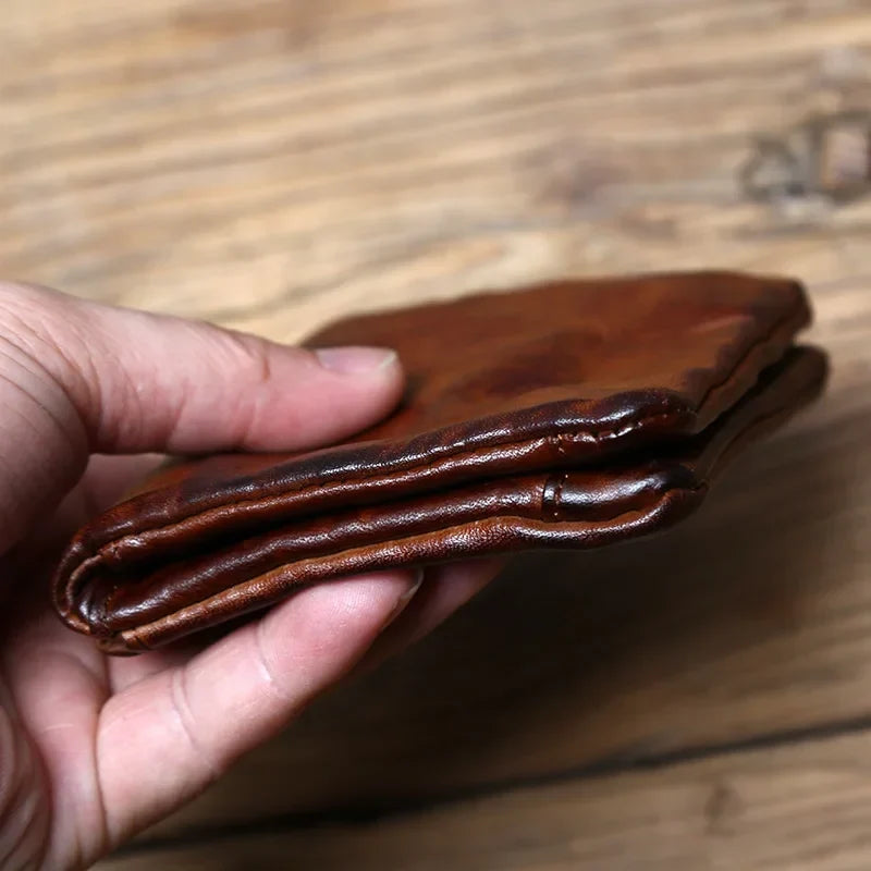 Portefeuille en cuir pleine fleur patiné