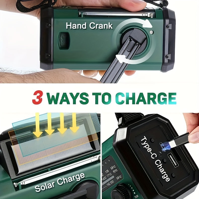Poste radio d'urgence tout-en-un avec lampe torche et chargeur