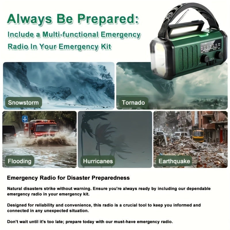 Poste radio d'urgence tout-en-un avec lampe torche et chargeur