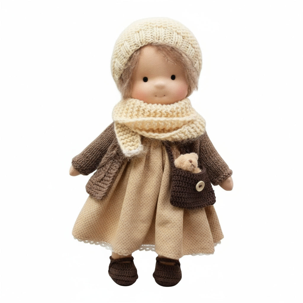 Poupée Waldorf faite main en coton pour le jeu créatif
