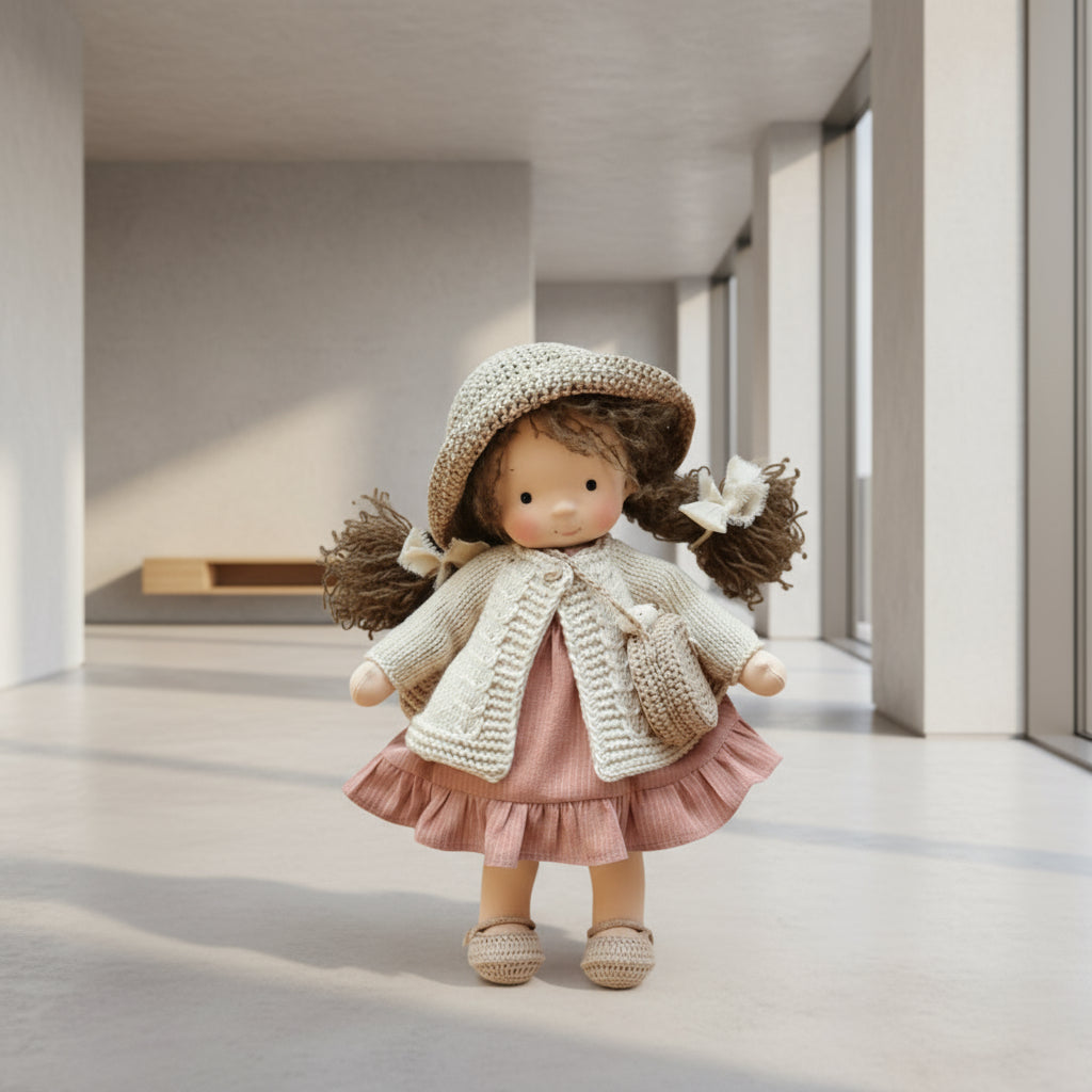 Poupée Waldorf faite main en coton pour le jeu créatif