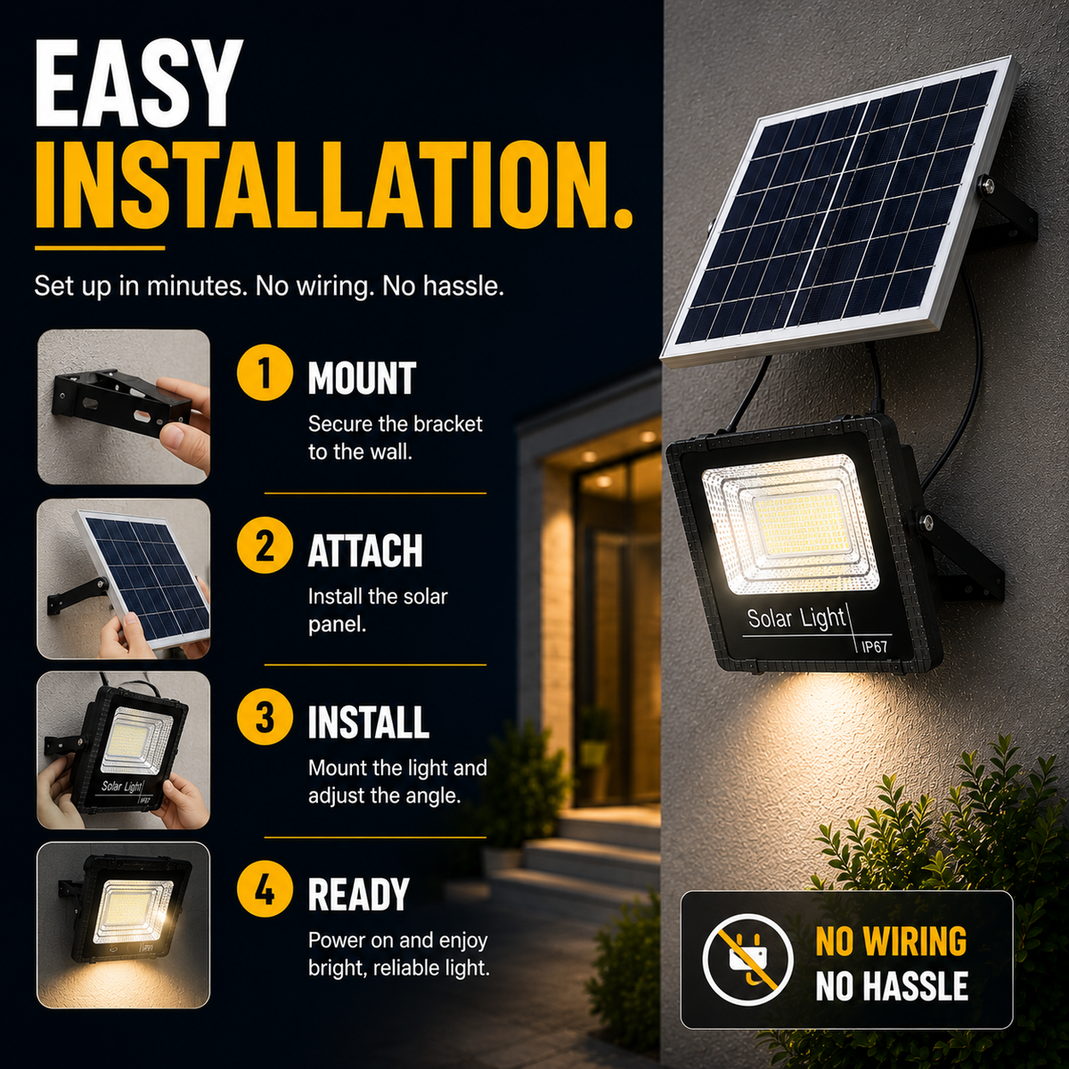 Projecteur extérieur solaire avec télécommande