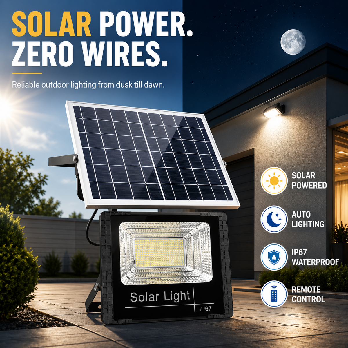 Projecteur extérieur solaire avec télécommande