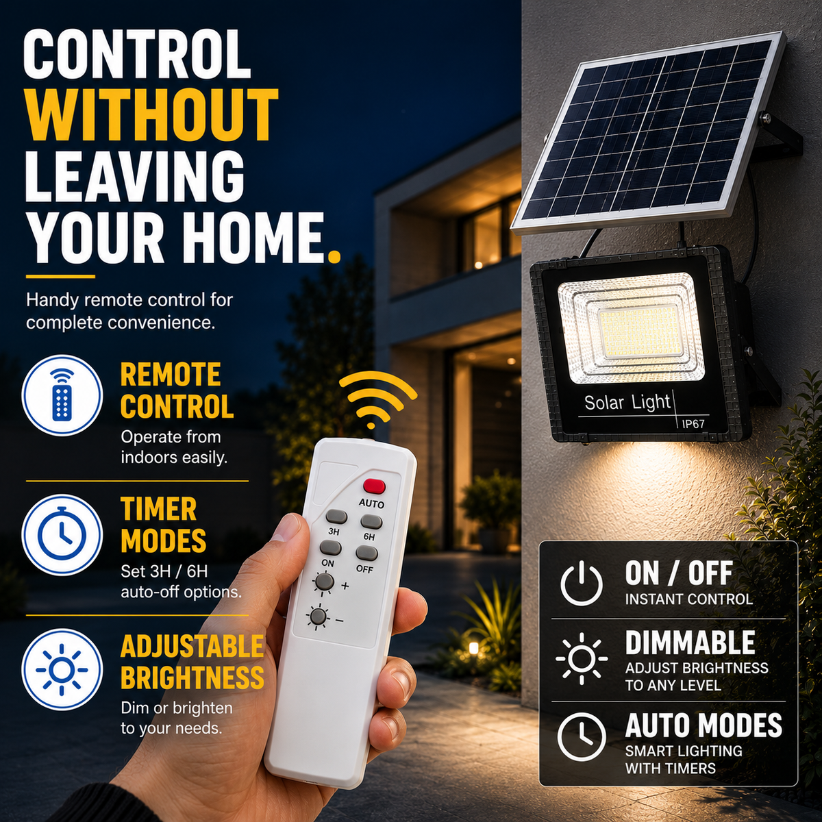 Projecteur extérieur solaire avec télécommande