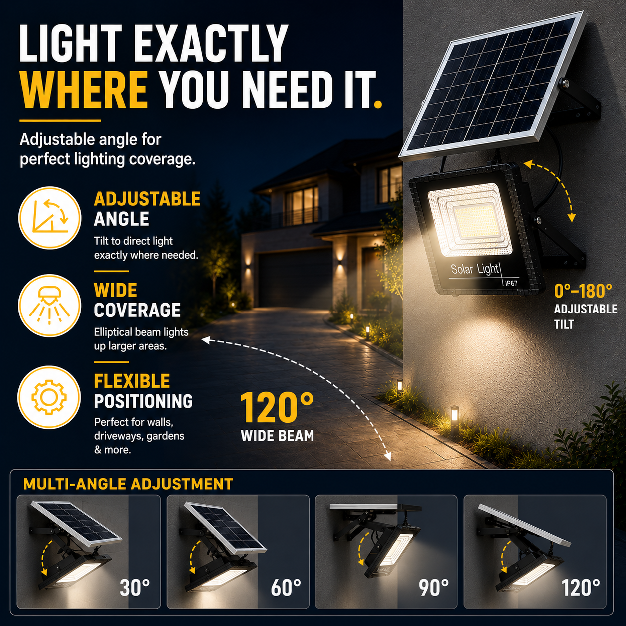 Projecteur extérieur solaire avec télécommande