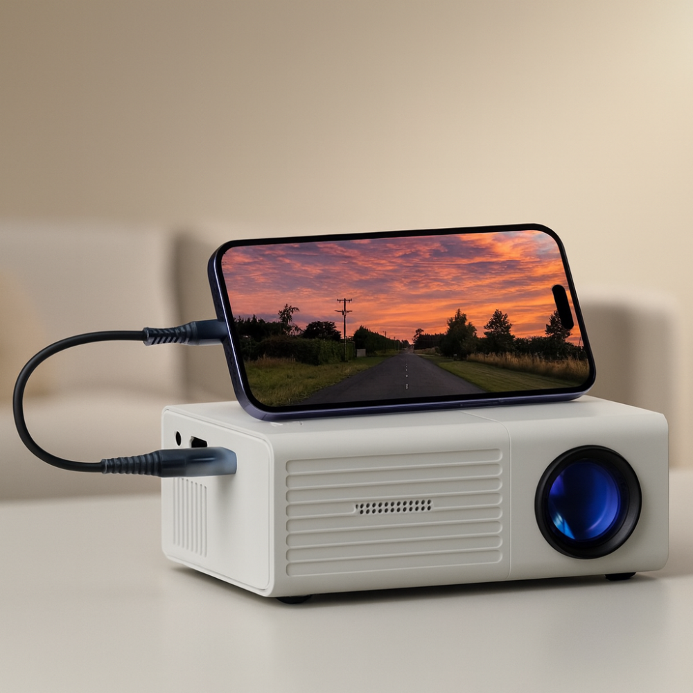 Projecteur mini HD portable - 3000 lumens pour usage intérieur et extérieur