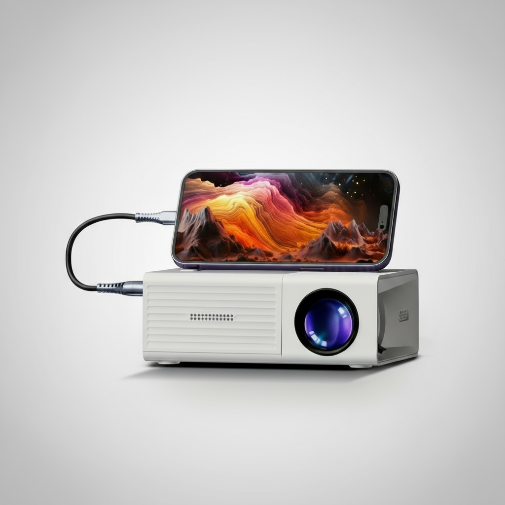 Projecteur mini HD portable - 3000 lumens pour usage intérieur et extérieur