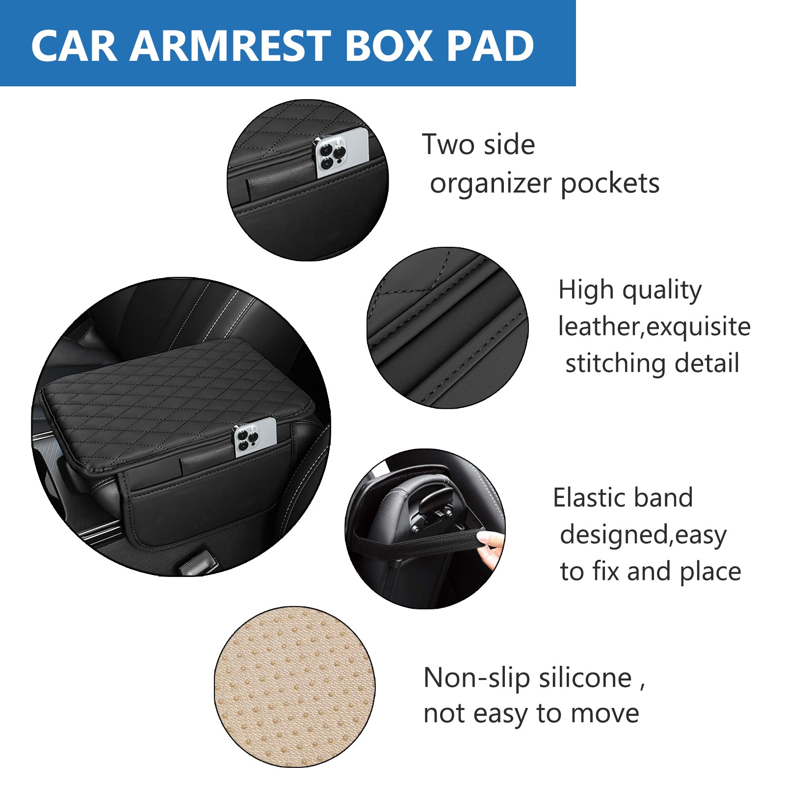 PU Leather Car Armrest Mat