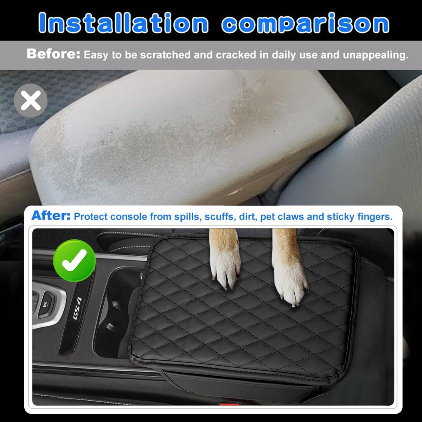 PU Leather Car Armrest Mat