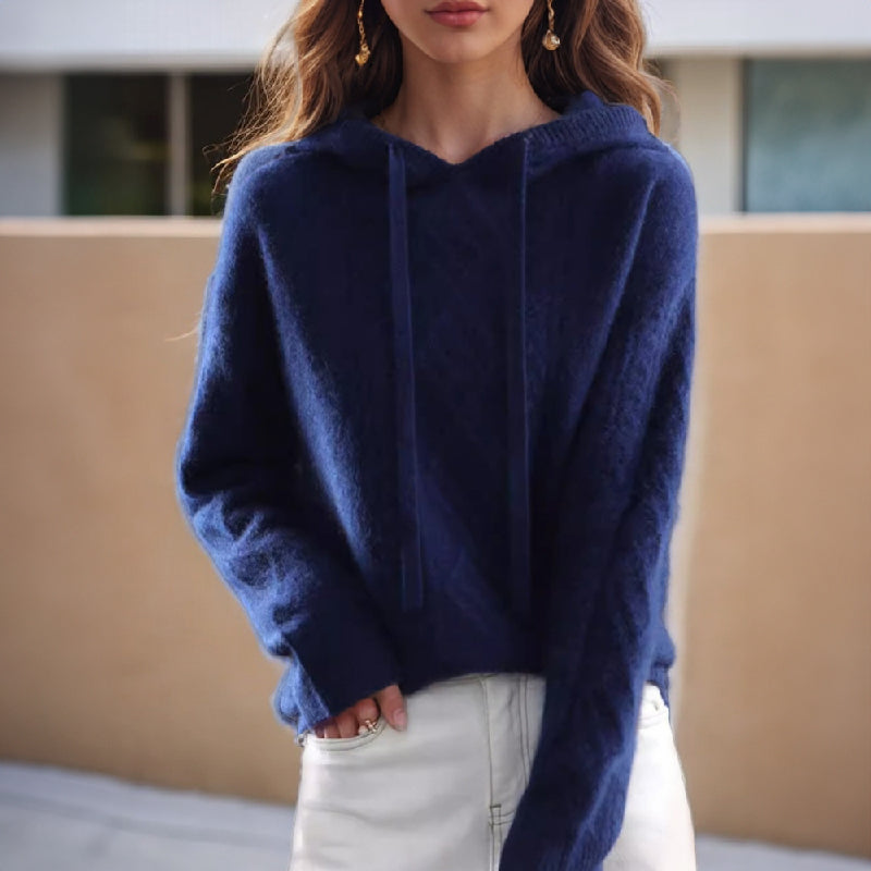 Pull à capuche torsadé pour femme
