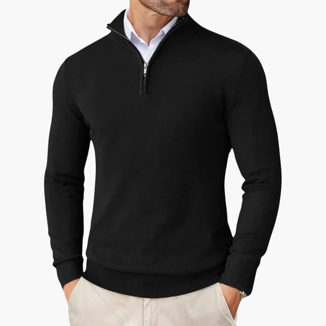 Pull à col demi-zip et manches longues pour homme