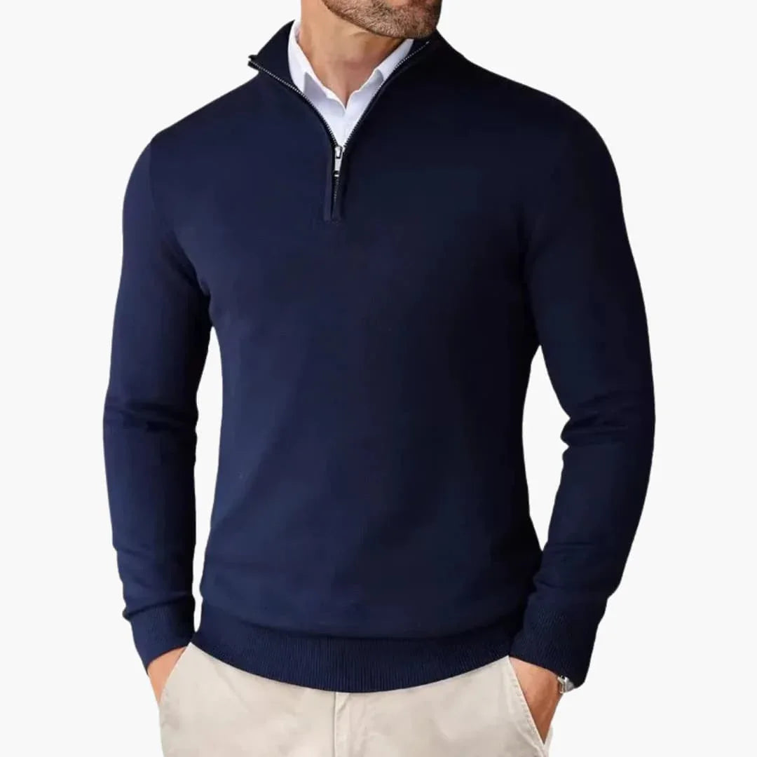 Pull à col demi-zip et manches longues pour homme