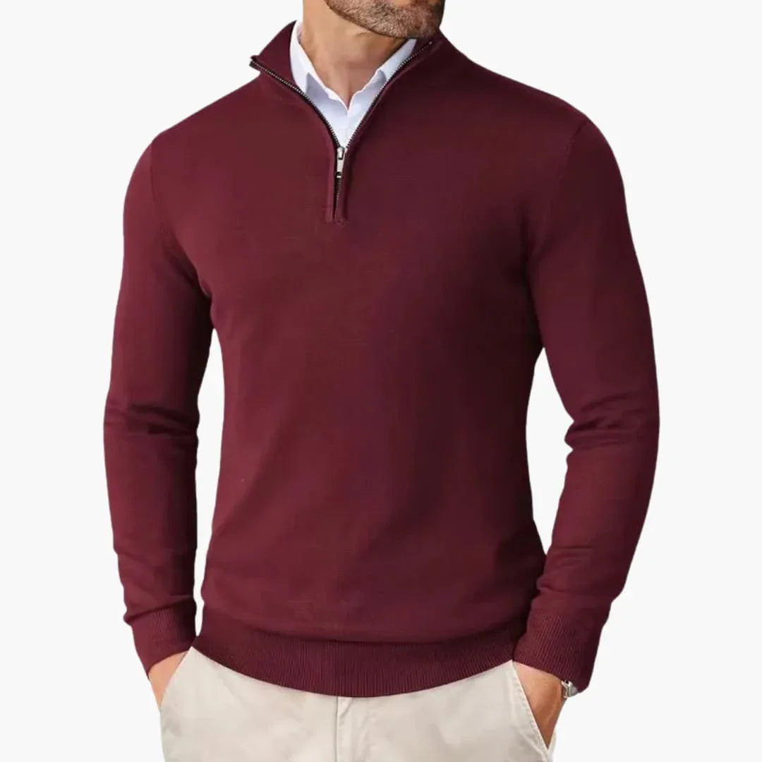 Pull à col demi-zip et manches longues pour homme