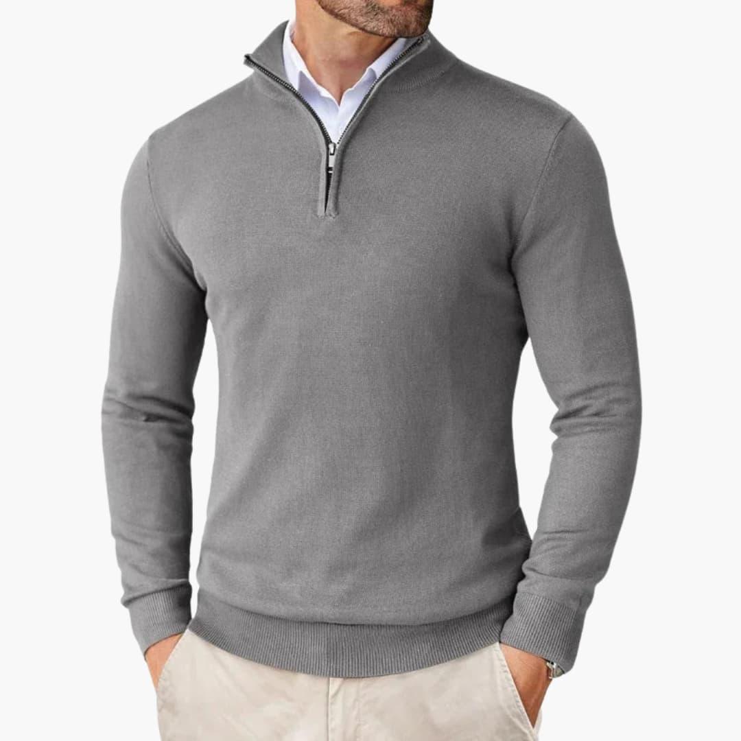 Pull à col demi-zip et manches longues pour homme