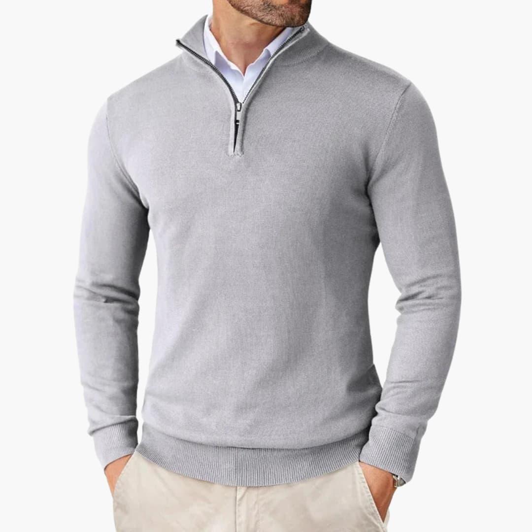 Pull à col demi-zip et manches longues pour homme