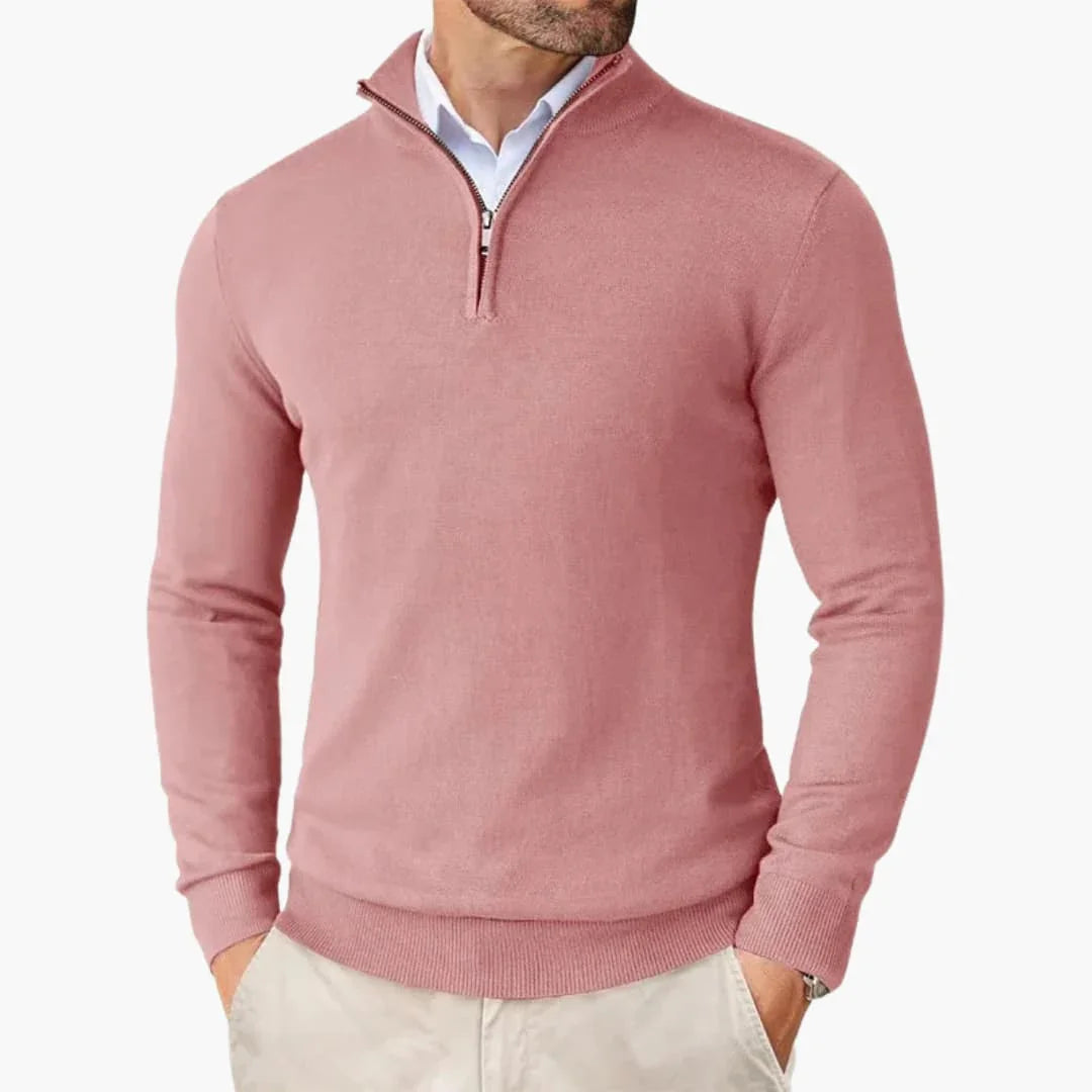 Pull à col demi-zip et manches longues pour homme