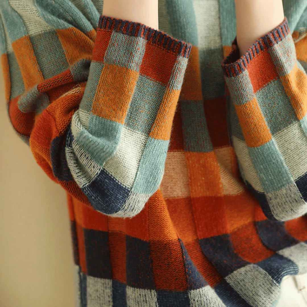 Pull à col roulé en cachemire doux | Motif patchwork élégant