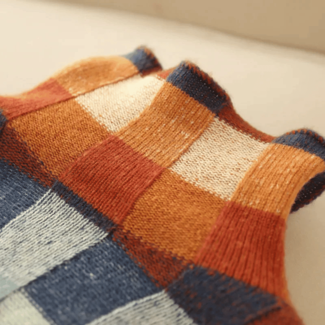 Pull à col roulé en cachemire doux | Motif patchwork élégant