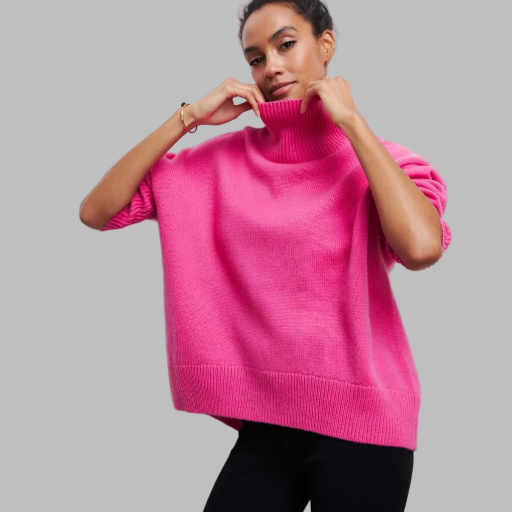 Pull à col roulé en maille oversized pour femme