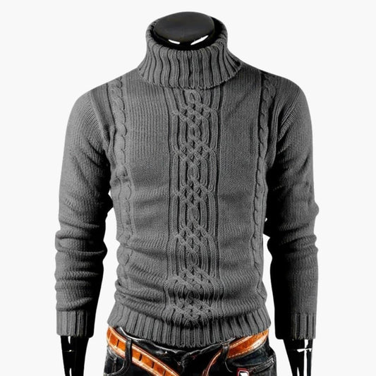 Pull à col roulé pour homme à texture côtelée et manches longues