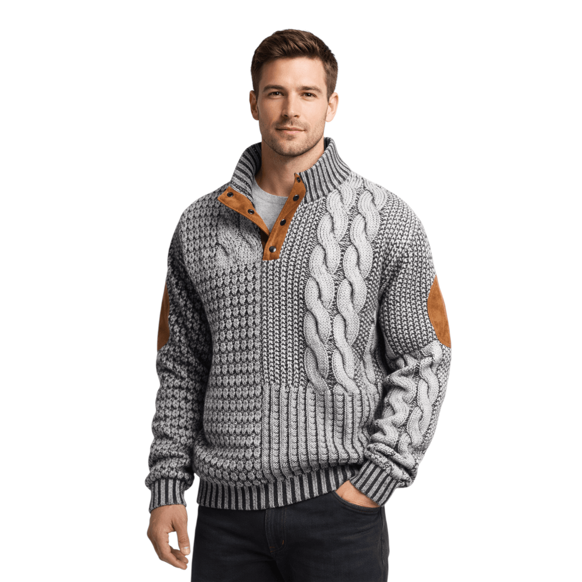 Pull classique à col montant pour homme