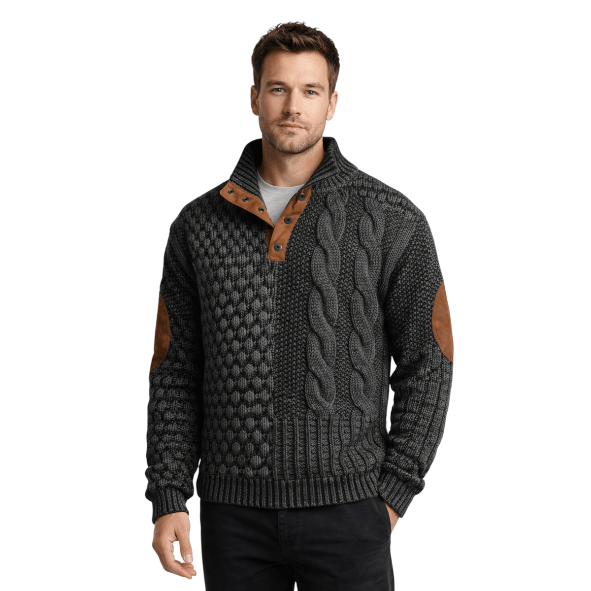 Pull classique à col montant pour homme