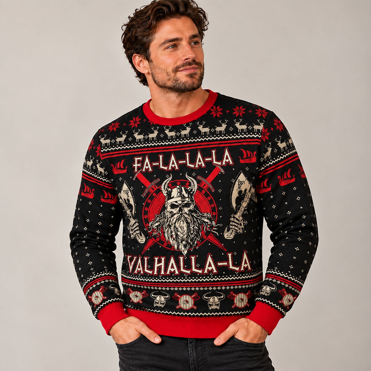 Pull de Noël pour homme - motif viking en version pull, sweat à capuche ou gilet