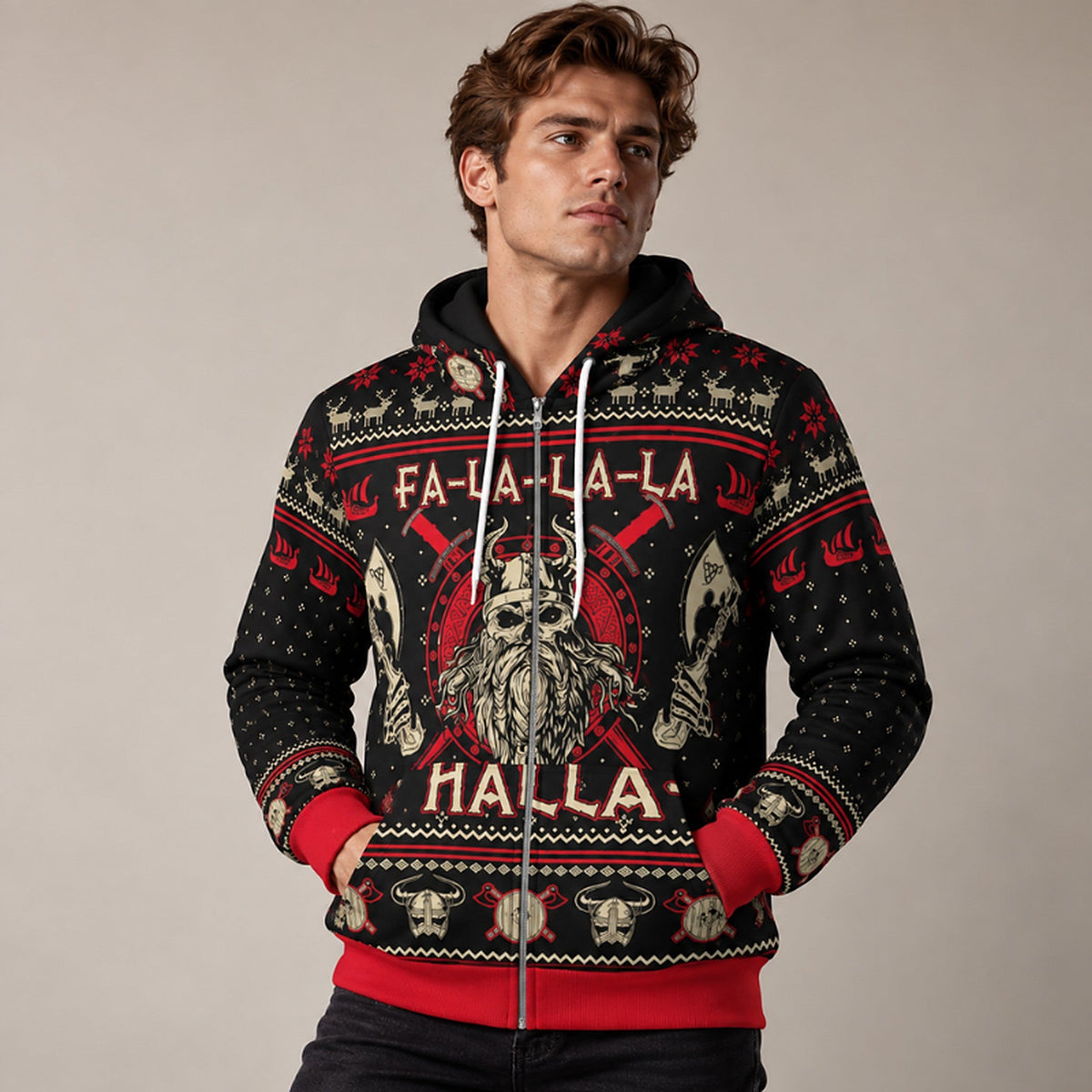 Pull de Noël pour homme - motif viking en version pull, sweat à capuche ou gilet