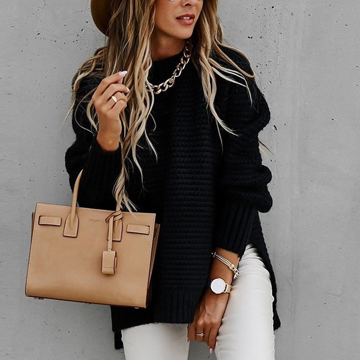 Pull élégant à col demi-montant pour l'automne