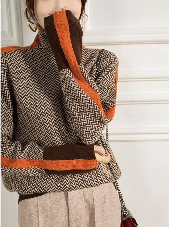 Pull élégant à col roulé en cachemire