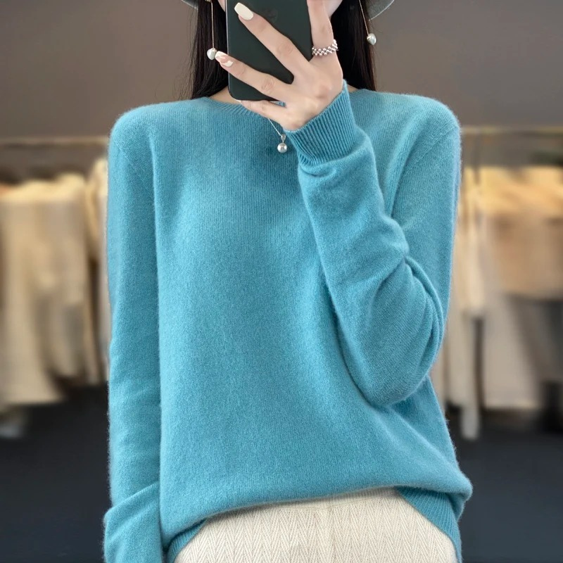 Pull en cachemire à col rond pour femme, élégant, doux et confortable