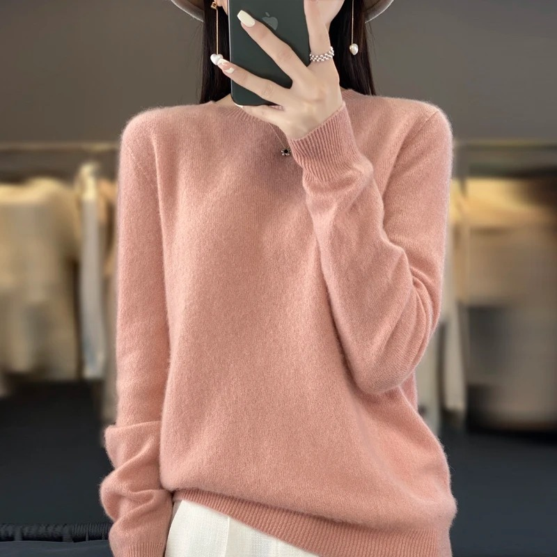 Pull en cachemire à col rond pour femme, élégant, doux et confortable