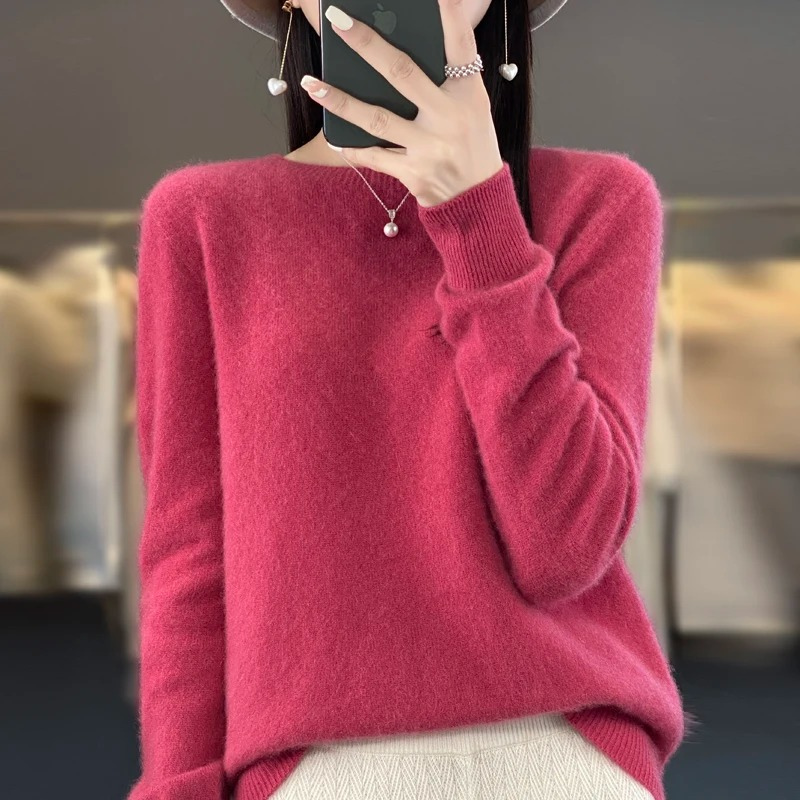 Pull en cachemire à col rond pour femme, élégant, doux et confortable