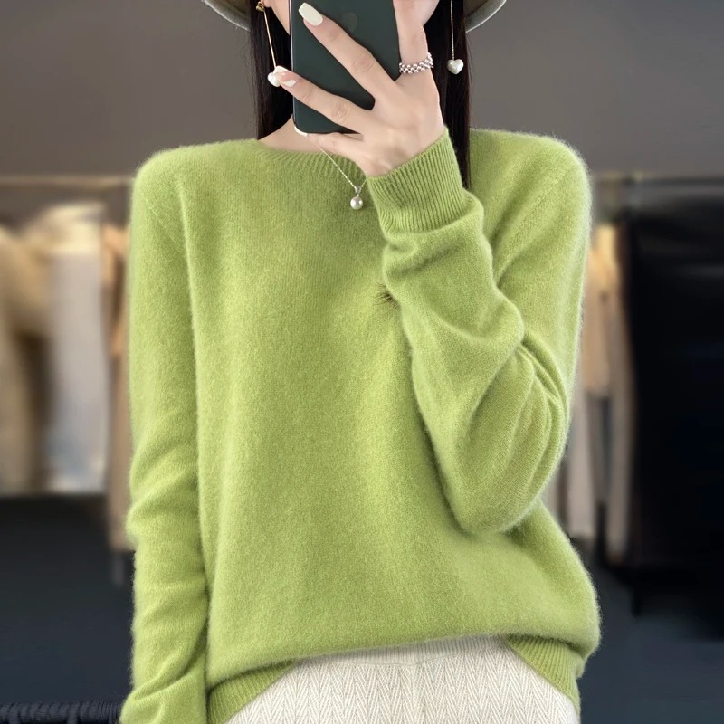 Pull en cachemire à col rond pour femme, élégant, doux et confortable