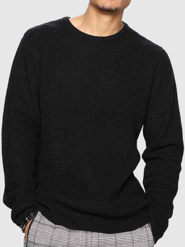 Pull en maille à col ras du cou pour homme coupe décontractée