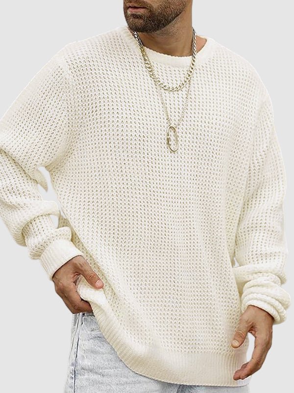 Pull en maille à col ras du cou pour homme coupe décontractée